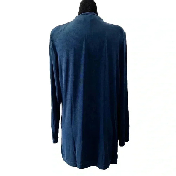 Picadilly Jersey Cardigan Open Front Draped Knit Blazer Jacket Navy Blue Small - Picture 2 of 13